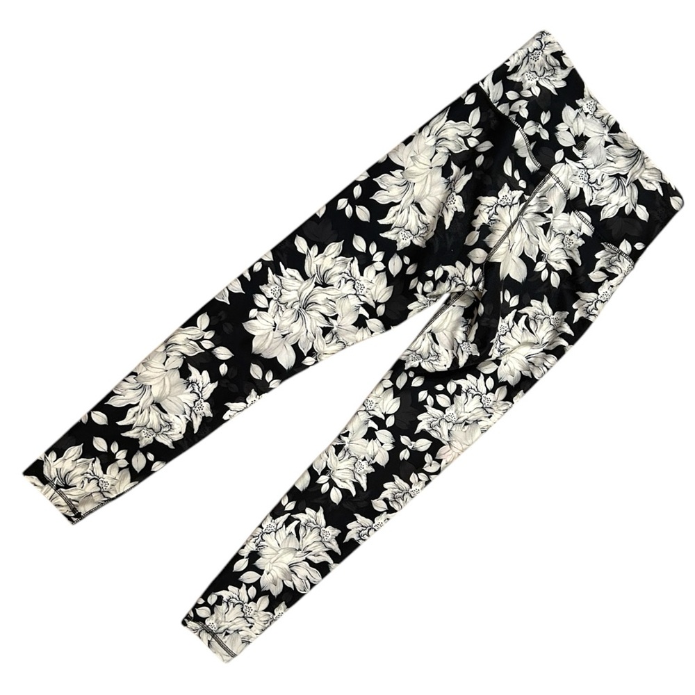 BALANCE COLLECTION Women’s High Rise Leggings Black White Floral Size M Medium - Picture 3 of 4